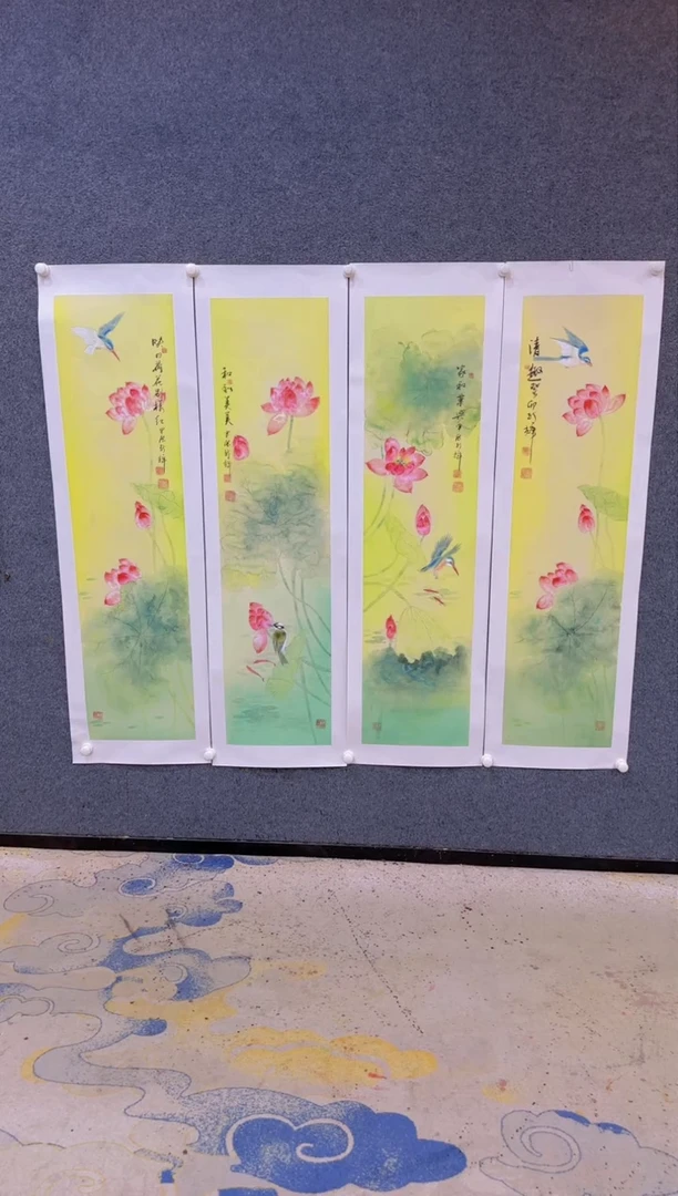 【闪购商品】国画1.19展馆-颜新辉四条屏-花鸟06