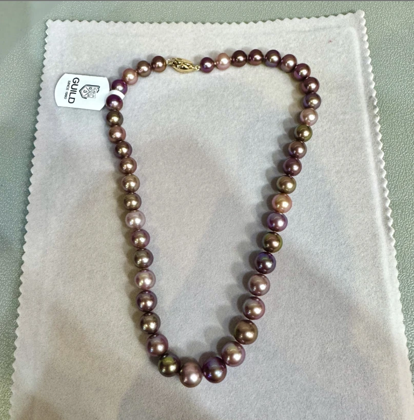 【特选远山黛】淡水稀有色紫珍珠项链8-11mm GLD大证 多样性发一