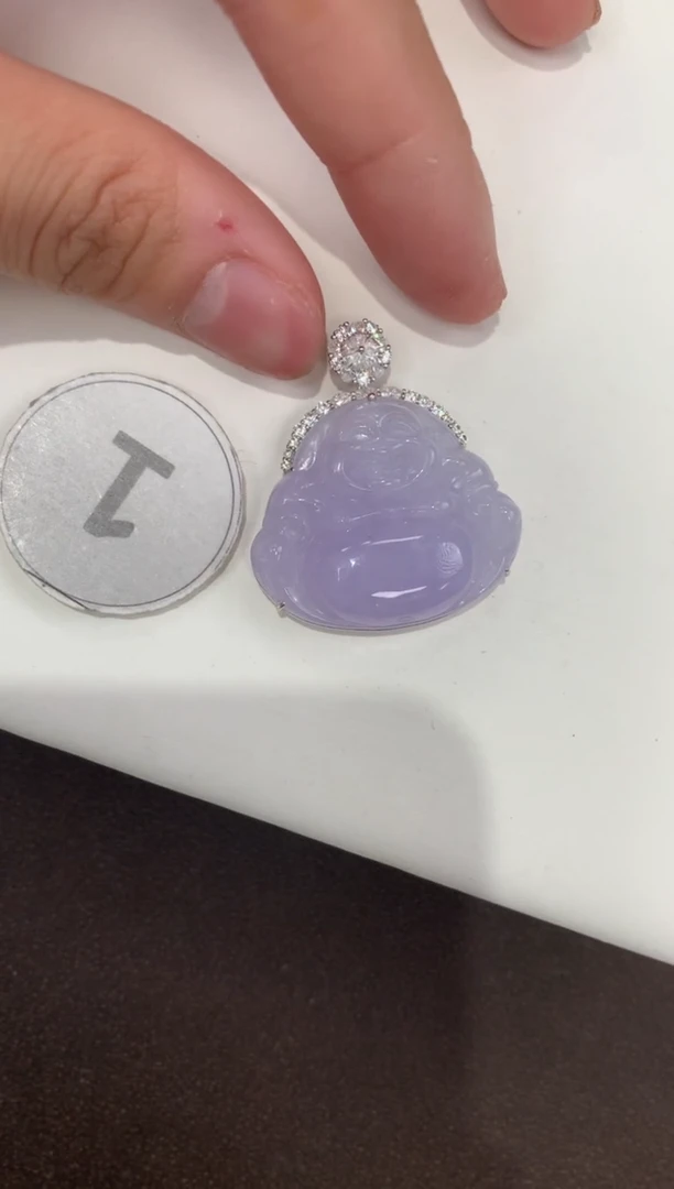 颈饰18K金镶嵌翡翠天然缅甸a货翡翠