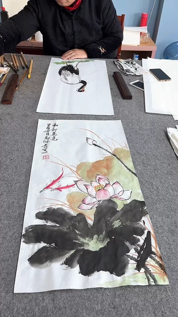 【闪购商品】国画手绘荷花、、、、