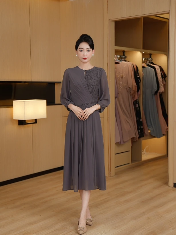 [灰影烟澜]夏季新款气质显瘦时尚连衣裙高贵优雅