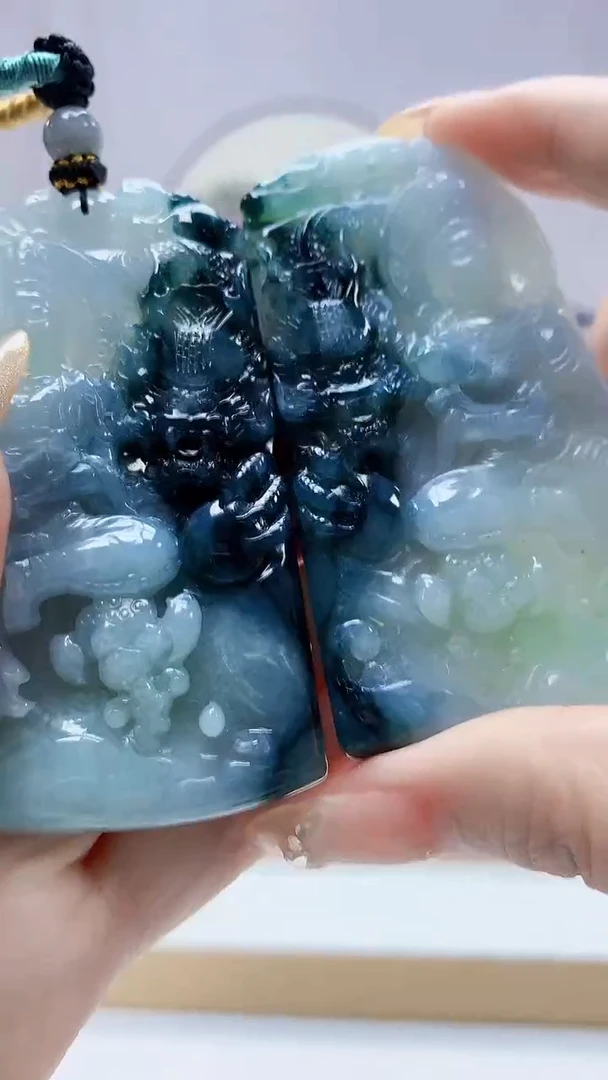 未镶嵌定制翡翠4917DD-毛货一对观音114