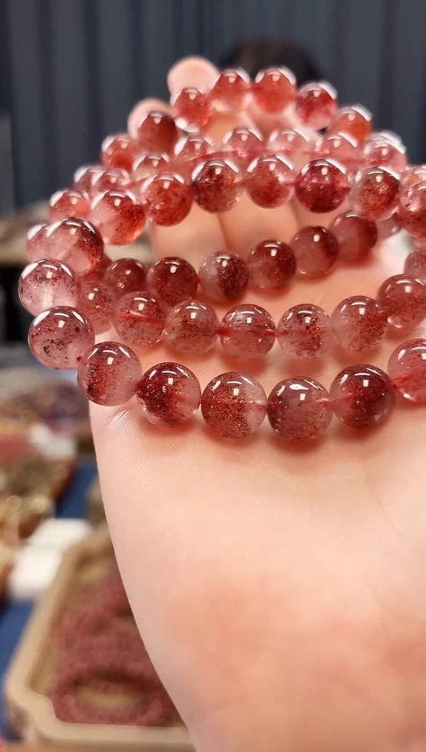 未镶嵌手串水晶金草莓超七单圈手串10mm【多样性发一】