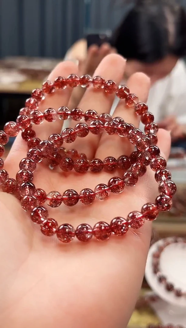 未镶嵌手串水晶金草莓超七单圈手串6mm【多样性发一】