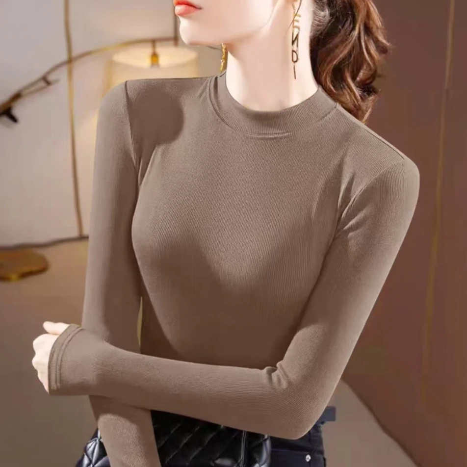 ZL1-9春季精梳棉螺纹字母包边亲肤衣女士百搭打底衫D24110