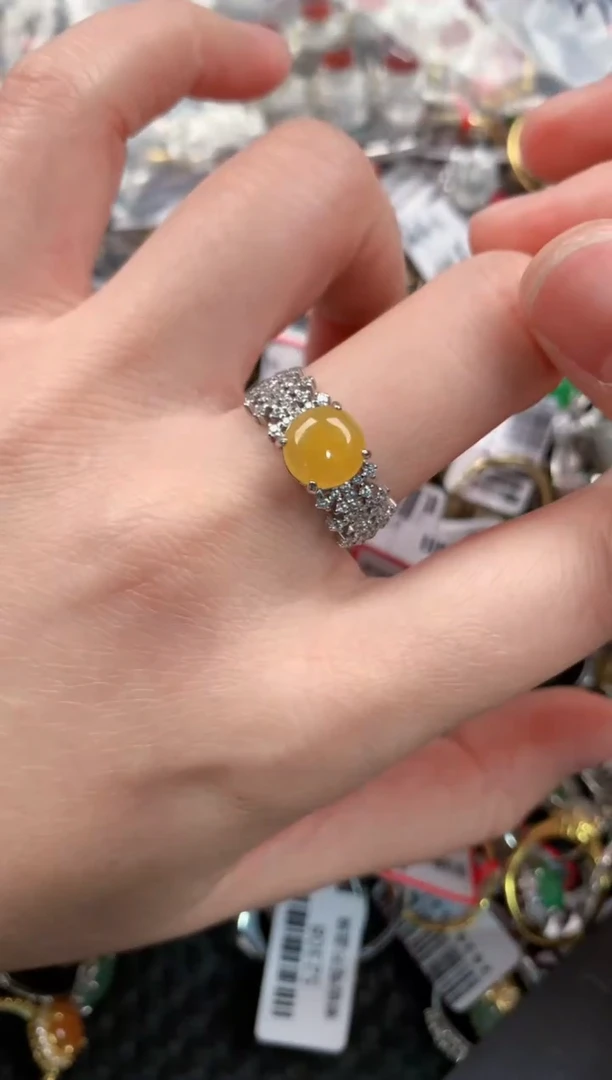 银S925镶嵌戒指翡翠111         3