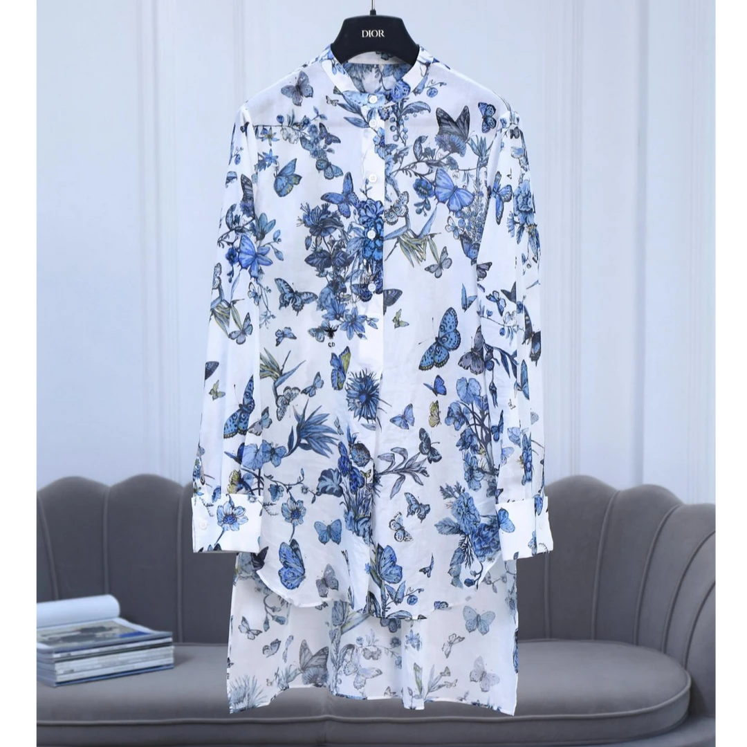 W慕溢-002蝴蝶印花衬衣