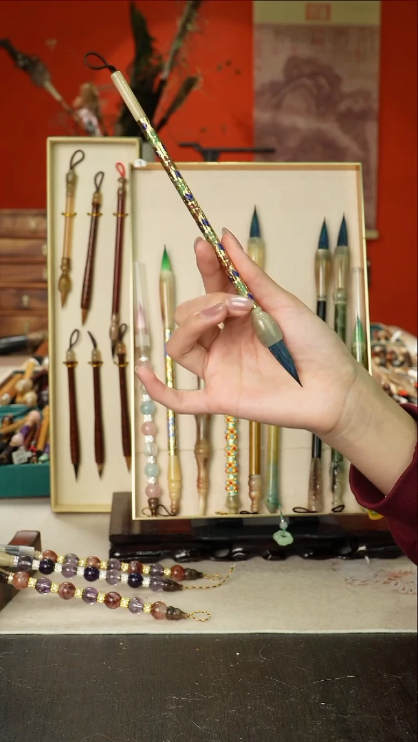 450号闪孤品高货毛笔链接 清水试笔 蘸墨不退