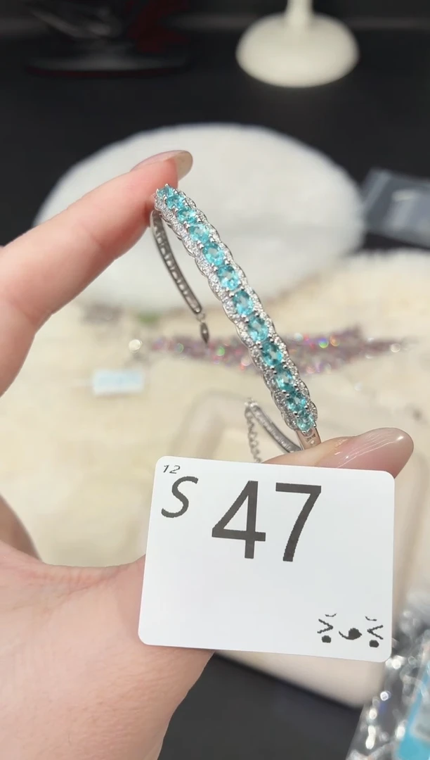 银S925镶嵌磷灰石手镯多样性发一S47