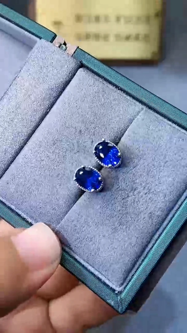 【闪购商品】蓝宝石耳饰银S925镶嵌354