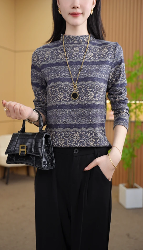 新款时尚长袖宽松百搭休闲大码衬衣D9098