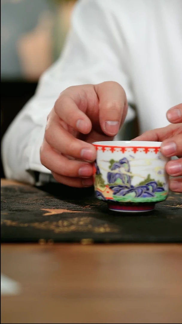 7-22手工手绘千里江山主人杯