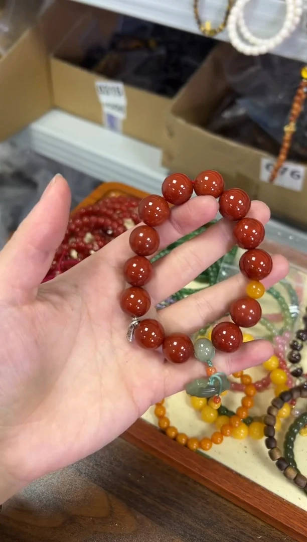 【闪购商品】玛瑙/玉髓手链未镶嵌柿子红和田如意款手串[0510]