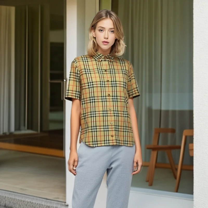 99新 BURBERRY/博柏利 /衬衫/经典格纹短袖衬衫/UK8码/8953669