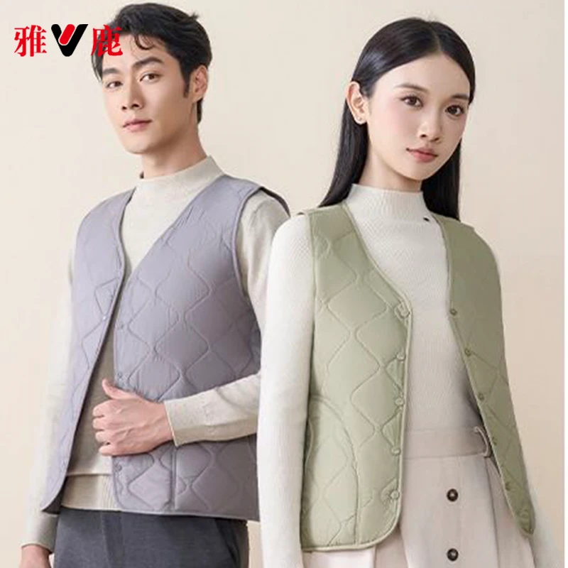 雅鹿7A抗菌100%羊毛情侣保暖马甲8011