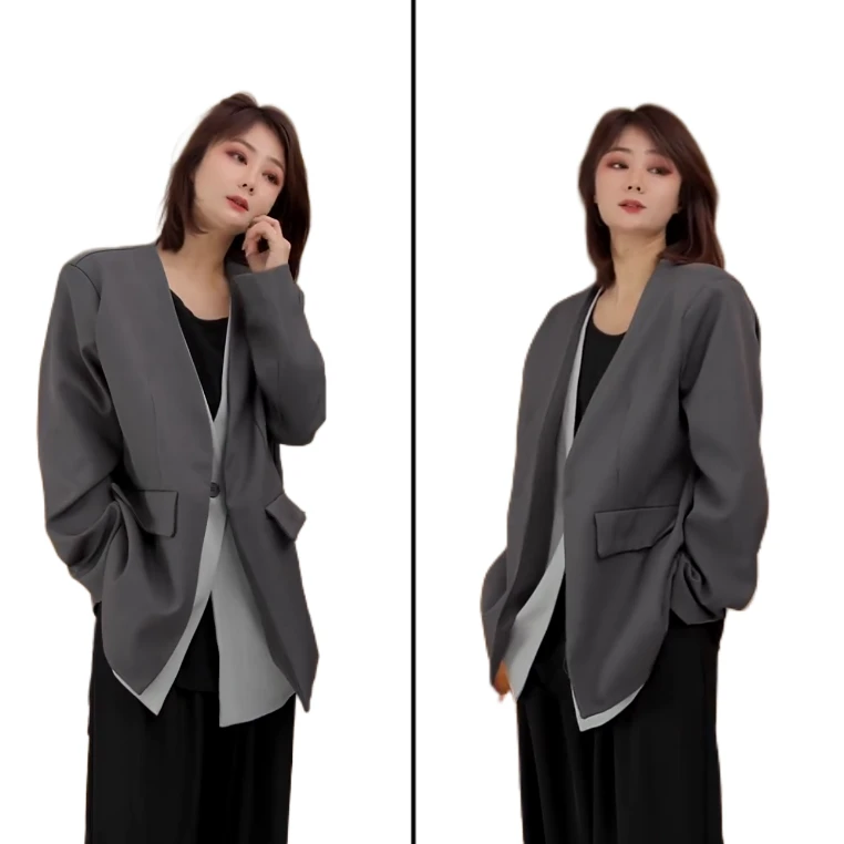 小韩日记【星野之美】气质时尚休闲百搭复古设计师轻奢西服88706