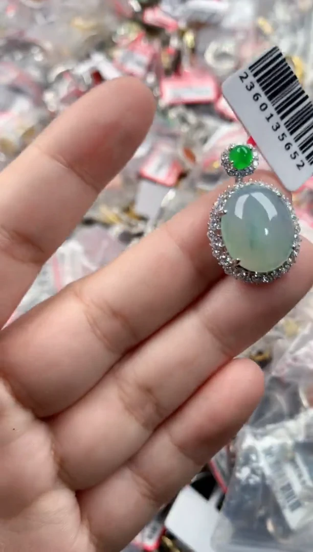 银S925镶嵌戒指翡翠6666  1
