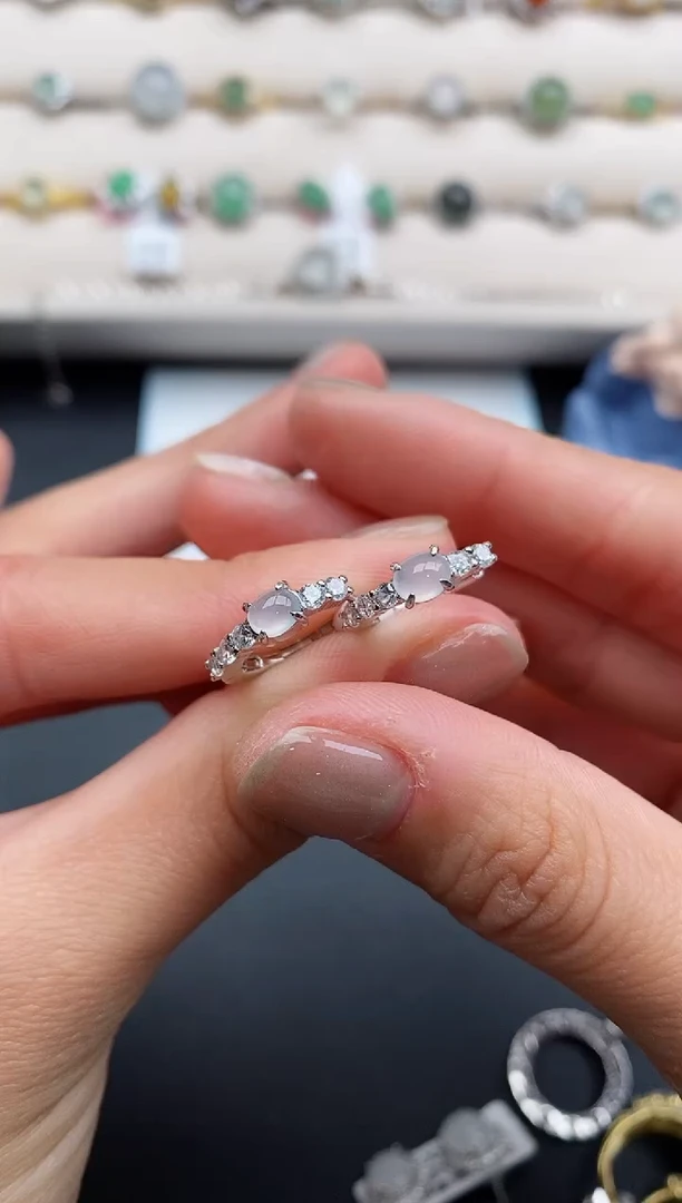 银S925镶嵌戒指翡翠33333333+7