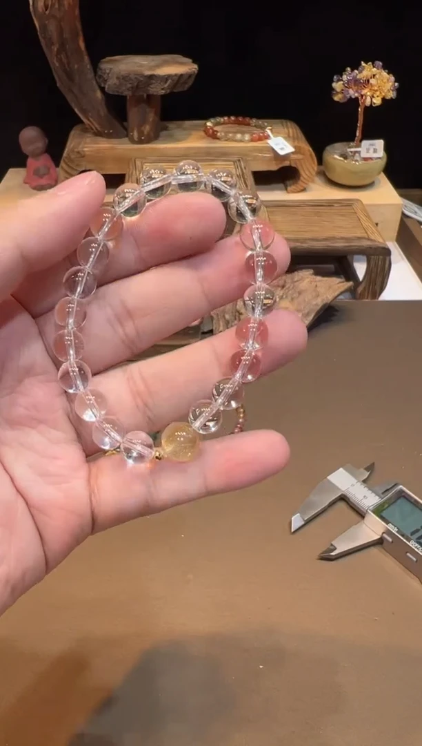 水晶手链18K金镶嵌手饰@@C2450