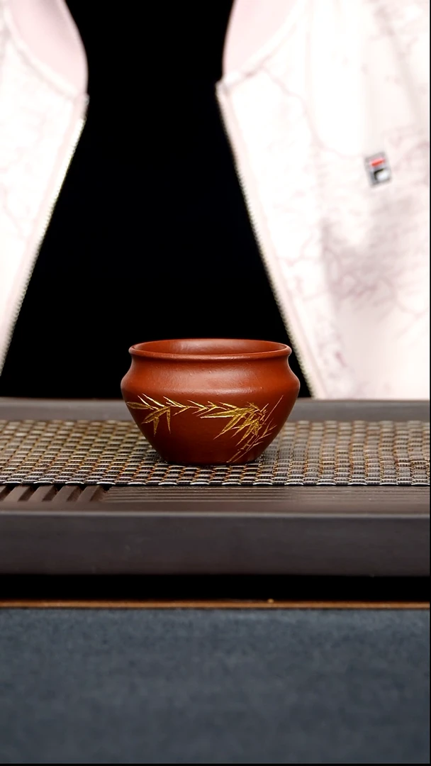 茶杯朱泥斗笠杯原矿零添加小煤窑生砂朱泥全手工制作130毫升