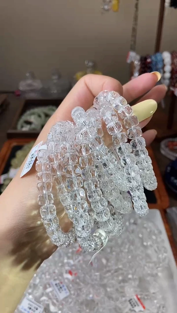 未镶嵌手链水晶白水晶车轮钻切8.5mm