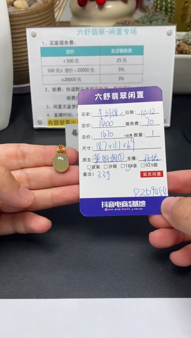 颈饰18K金镶嵌翡翠手*弹D2519454