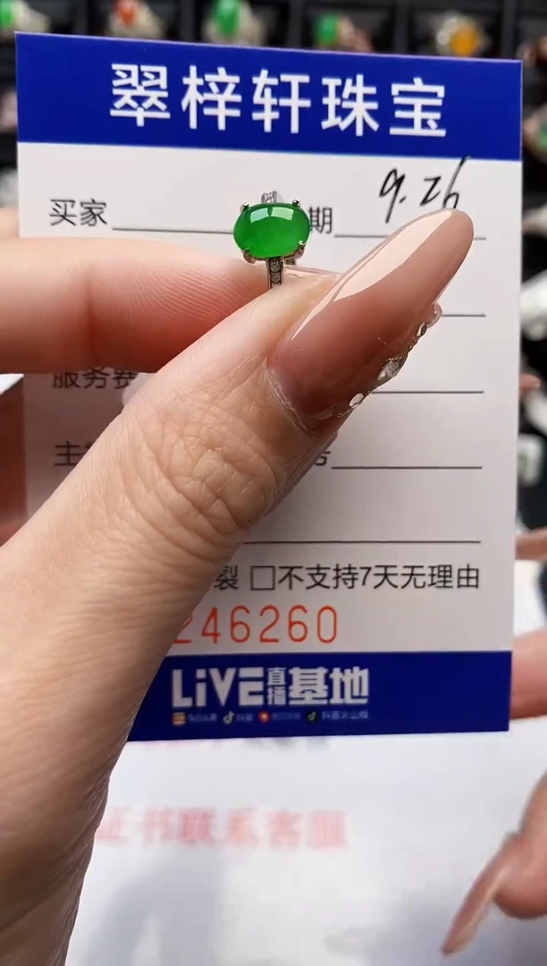 银S925镶嵌戒指翡翠6260
