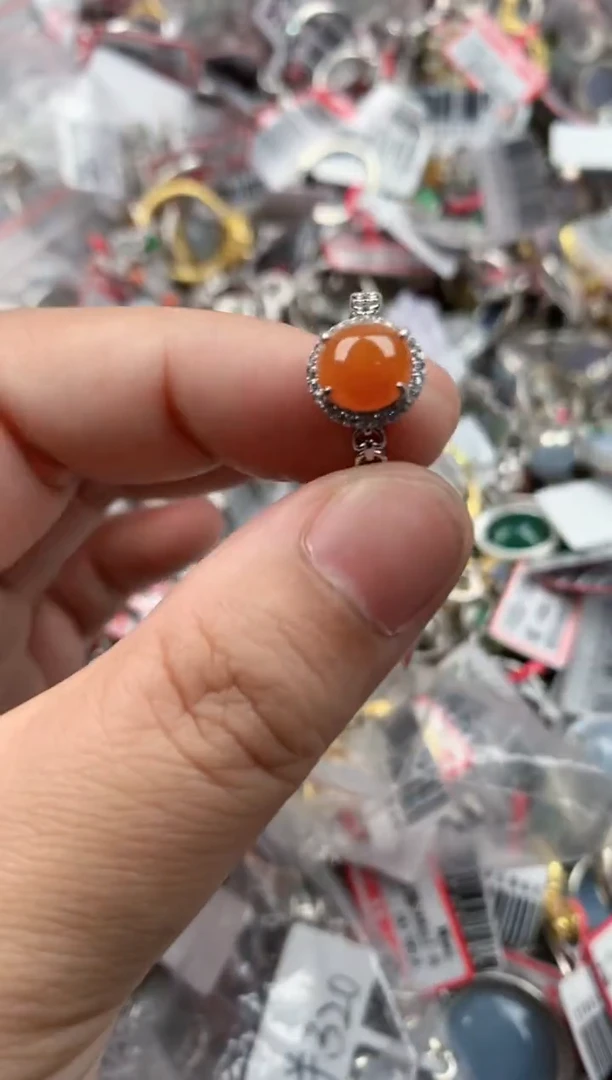 银S925镶嵌戒指翡翠333   10