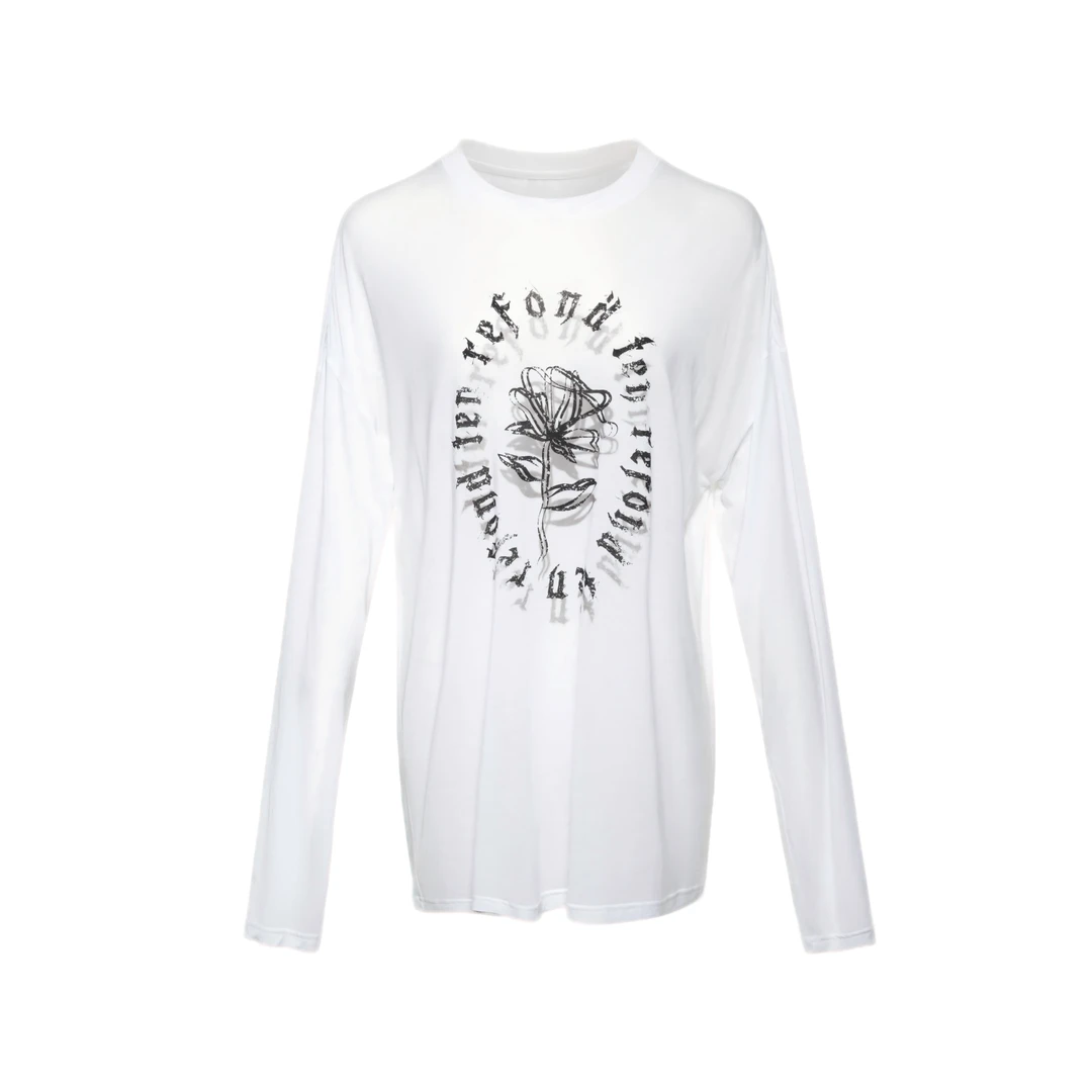 REFOUND TEN 25春夏 CX020 百搭圆领破旧印花长袖T恤春季春季