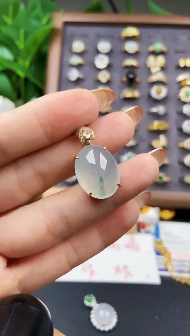 颈饰银S925镶嵌翡翠12