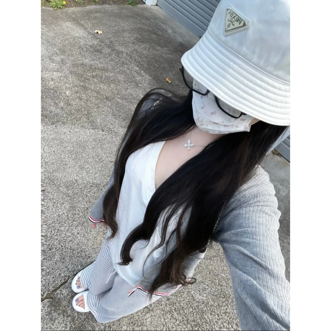 夏季新款休闲风舒适短袖上衣+轻薄防晒开衫+条纹宽松阔腿裤套装