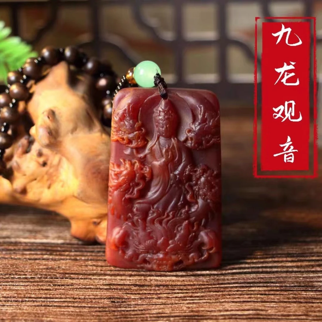 2025春季新款P1龙泉老料女生项链九龙护主观音吊坠XL084