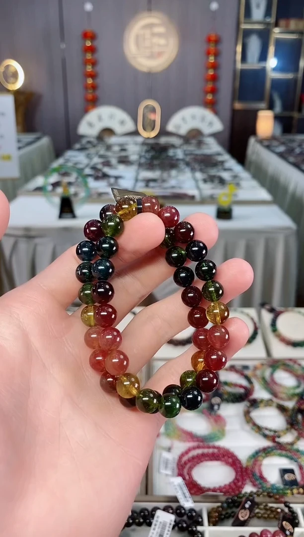 未镶嵌收藏级老矿碧玺单圈手串8mm+碧玺xion多样性发货一条