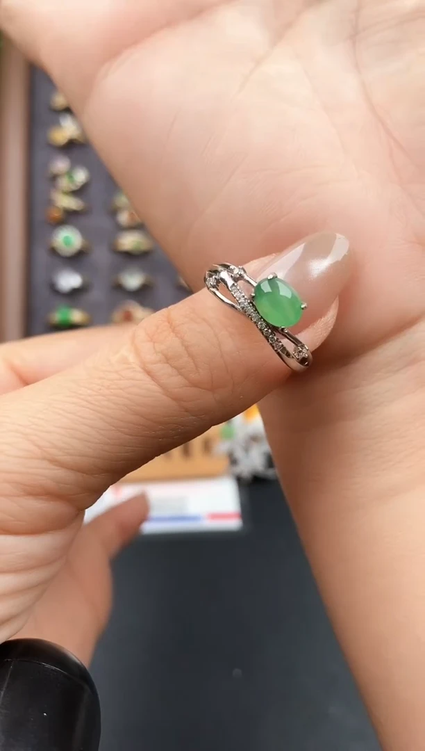 银S925镶嵌戒指翡翠12