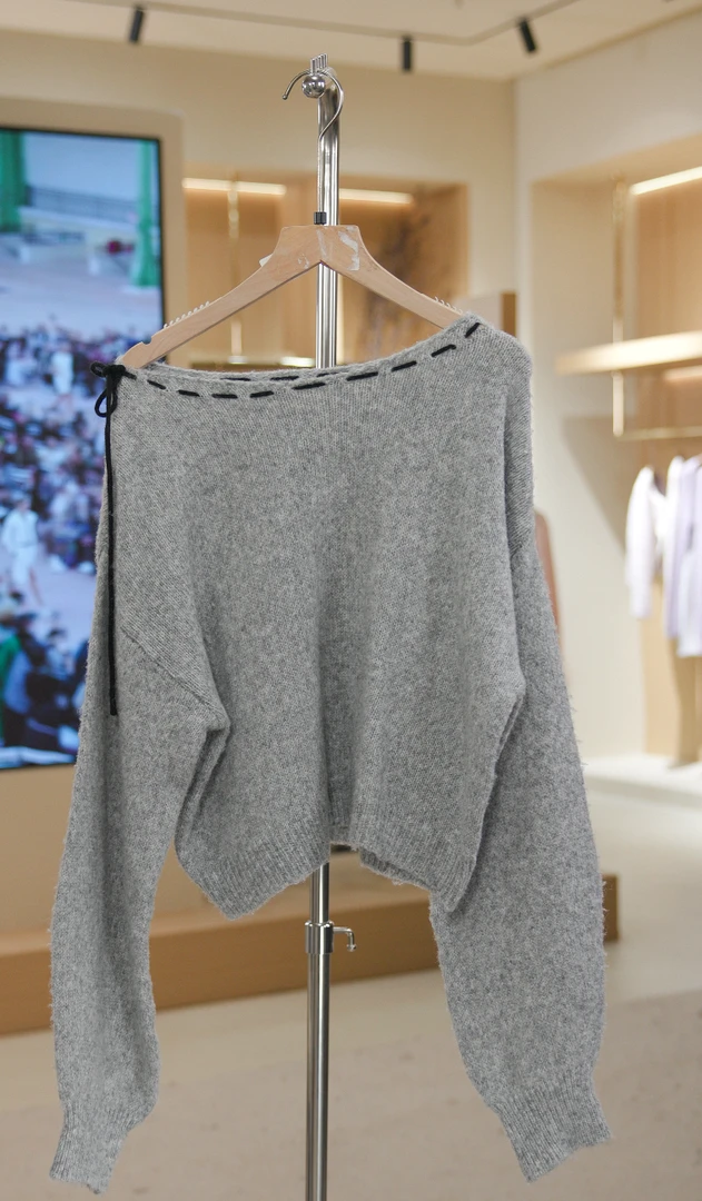 秋冬修身型风衣百搭气质外套秋季毛针织女装  877-9096灰