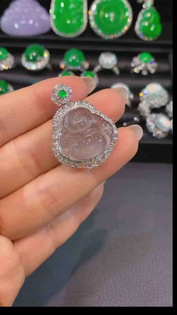 吊坠(不含链)18K金镶嵌翡翠吊坠