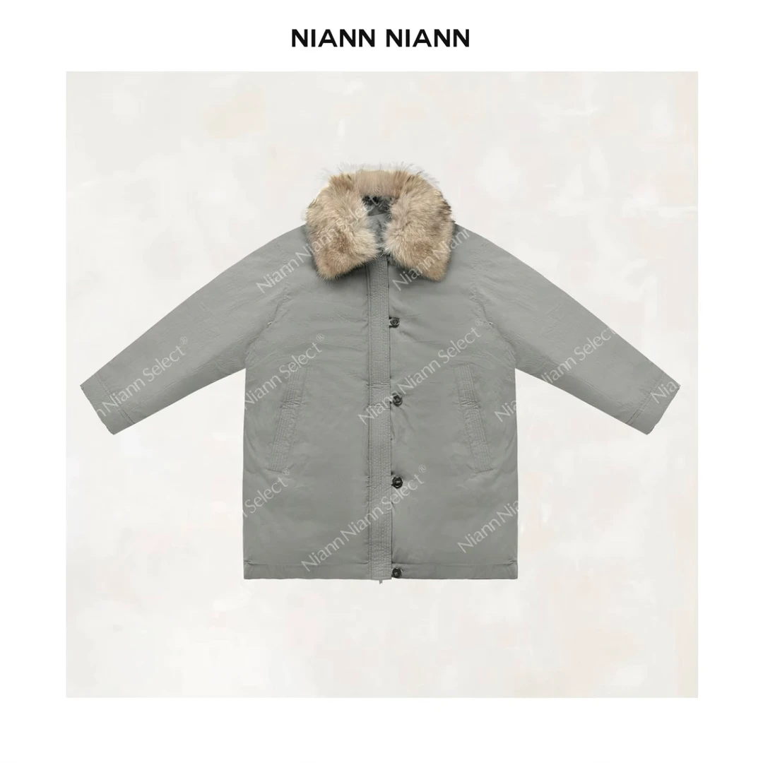 NiannNiann 新品女装复古90白鹅绒超暖可脱卸郊狼派克鹅绒服16172