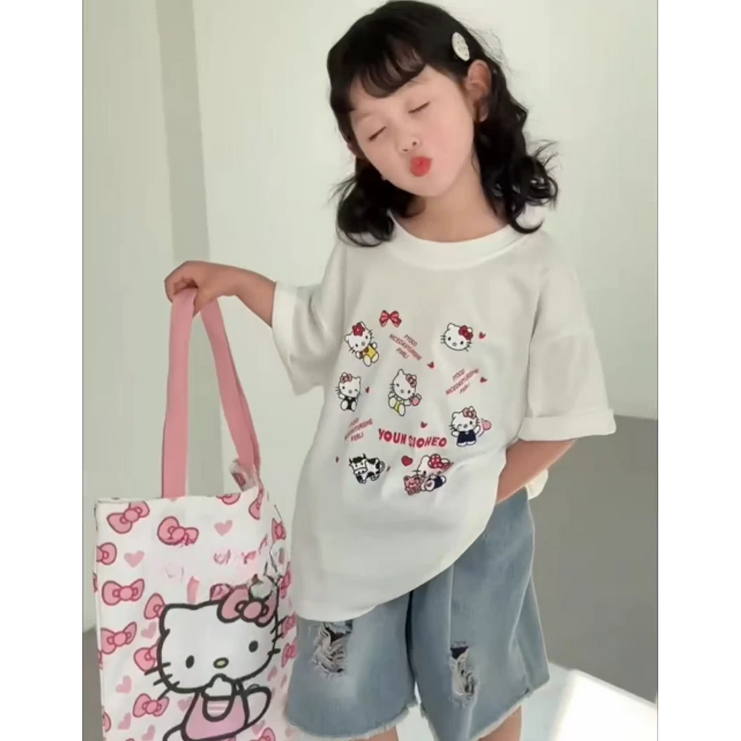 XY- 25051  高货带包包猫猫短袖T恤