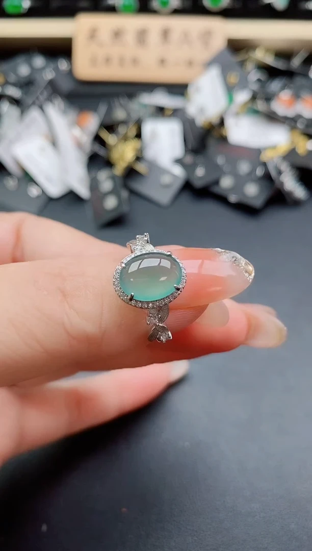 银S925镶嵌戒指翡翠1