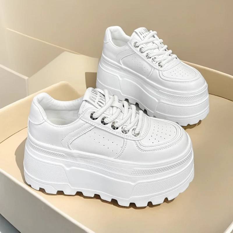 9公分新款厚底真皮面小白鞋女鞋网红休闲鞋百搭ins厚底小白鞋鞋子