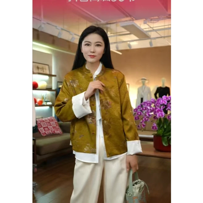 中国风百搭立领长袖宽松气质舒适女士外套-WG022501