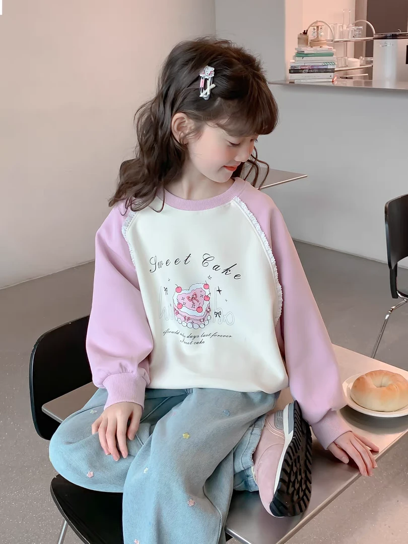 春秋卡通套头女童卫衣洋气长袖2025春装新款宽松圆领宝宝韩版上衣