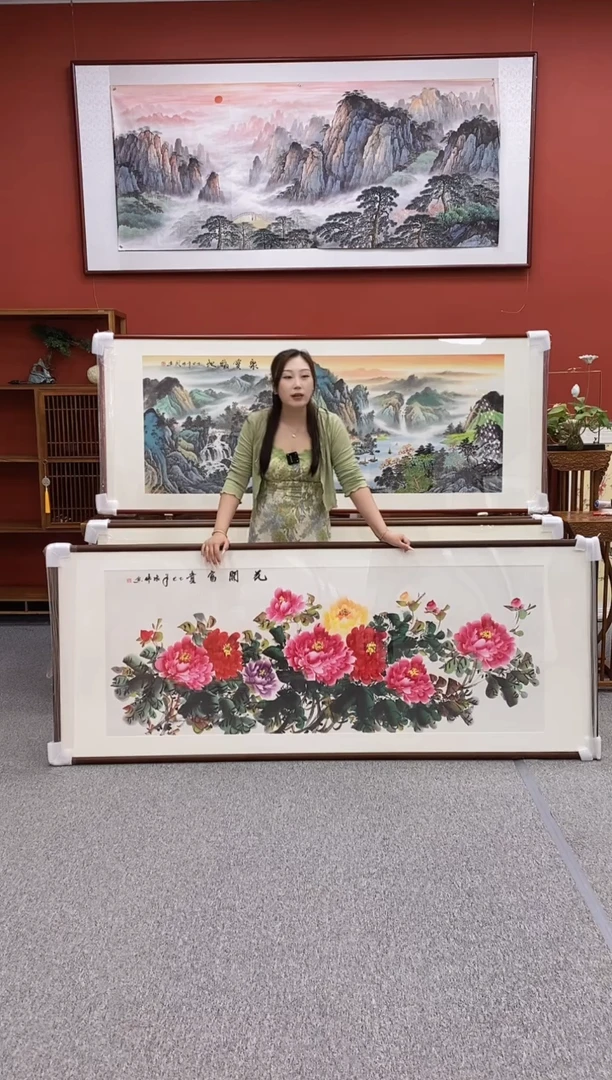 国画手绘国画花开富贵219*88