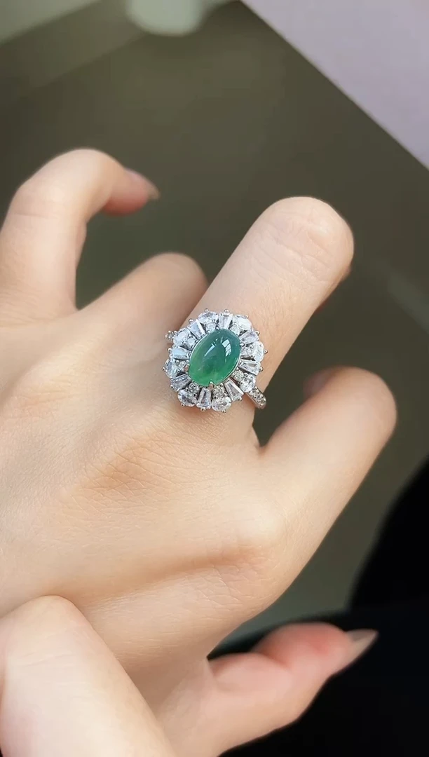 银S925镶嵌戒指翡翠12