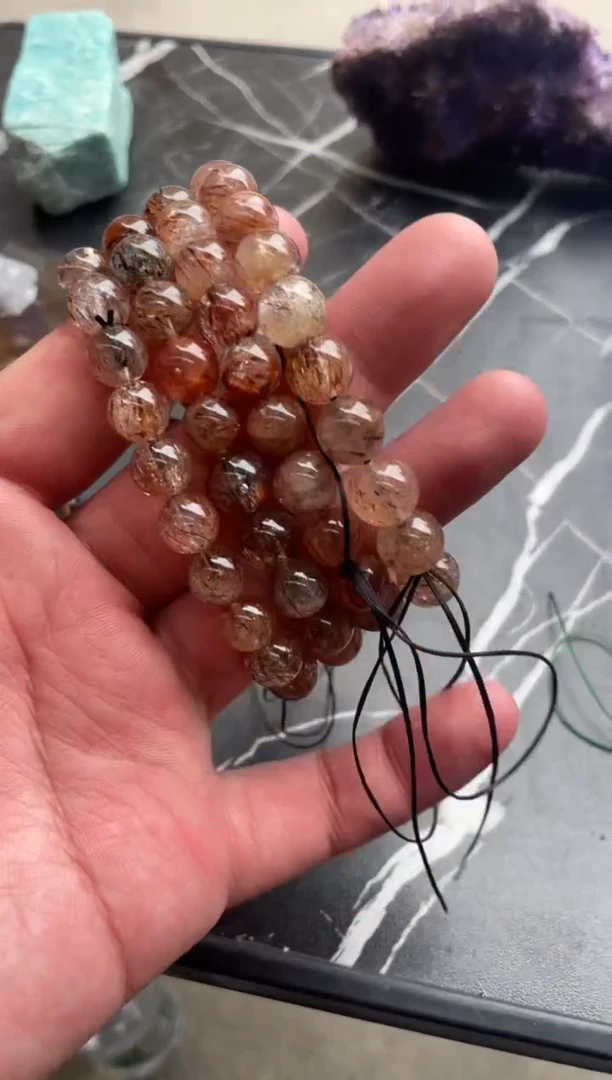 【闪购商品】水晶卡10mm未镶嵌天然黑金超七手串多样性发一