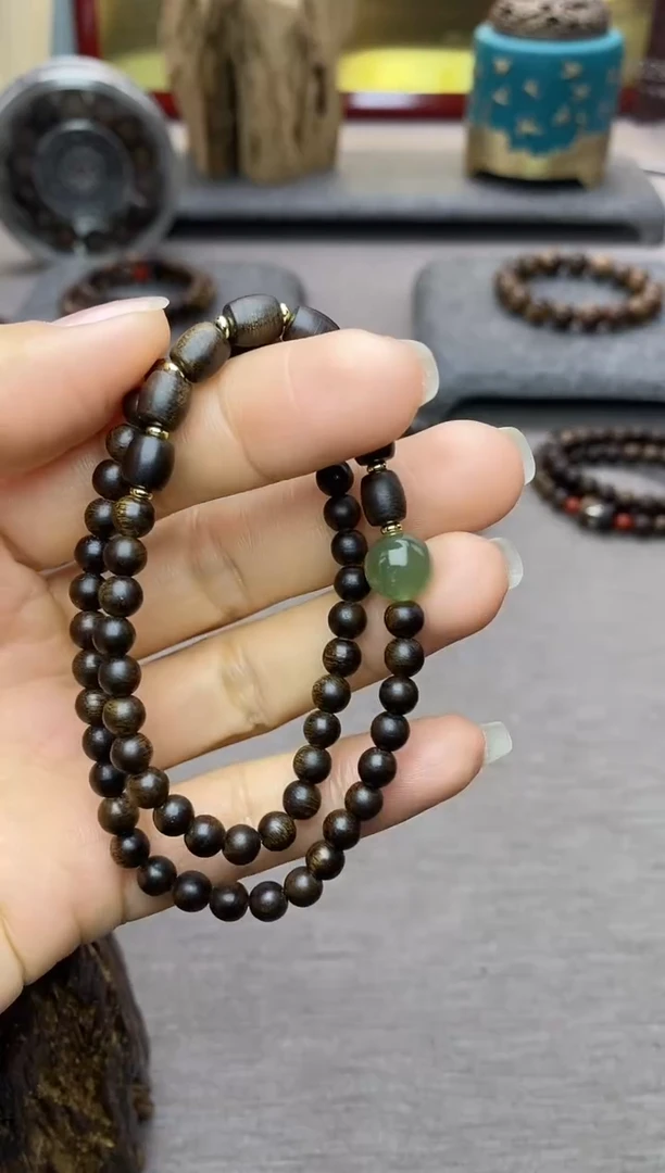 【闪购商品】沉香手串顺化紫棋05+白棋8颗 双圈沉水