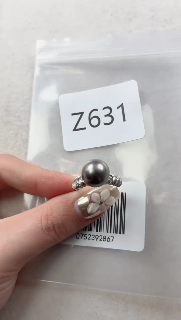 银S925镶嵌戒指海水珍珠Z631