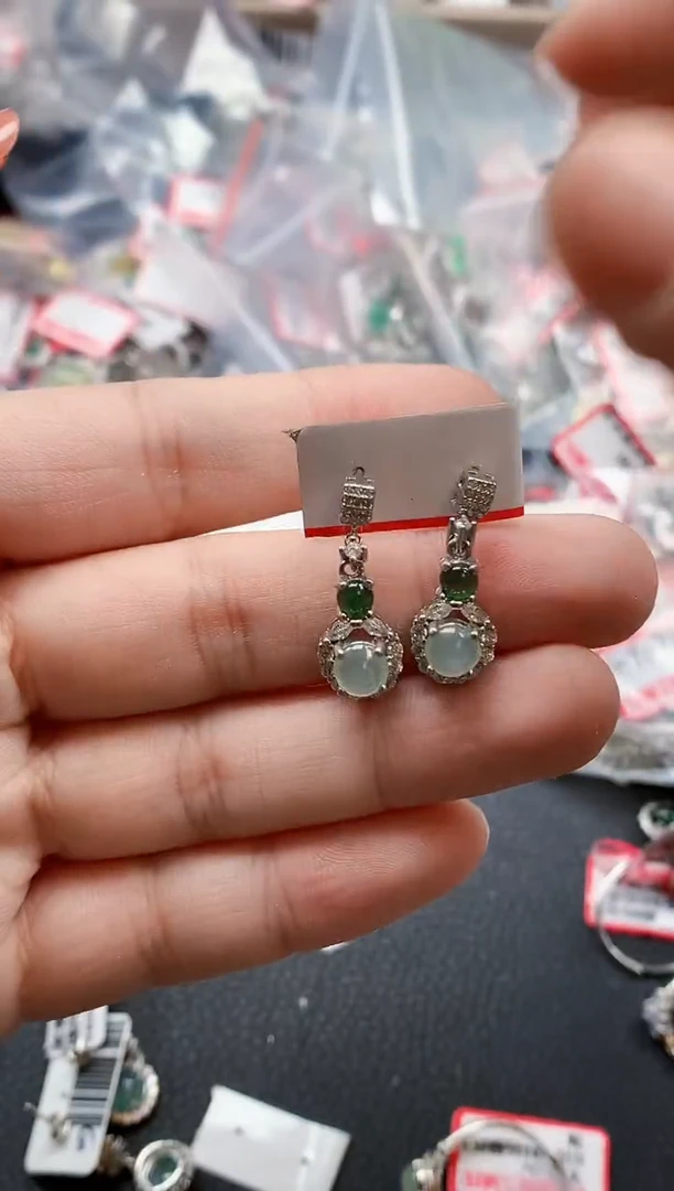 银S925镶嵌戒指翡翠天然A货缅甸翡翠