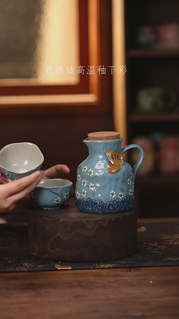 陶瓷景德镇高温釉下手绘陶瓷@L416@