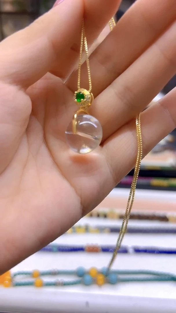 银S925镀金镶嵌吊坠(赠链)水晶DIY款D294